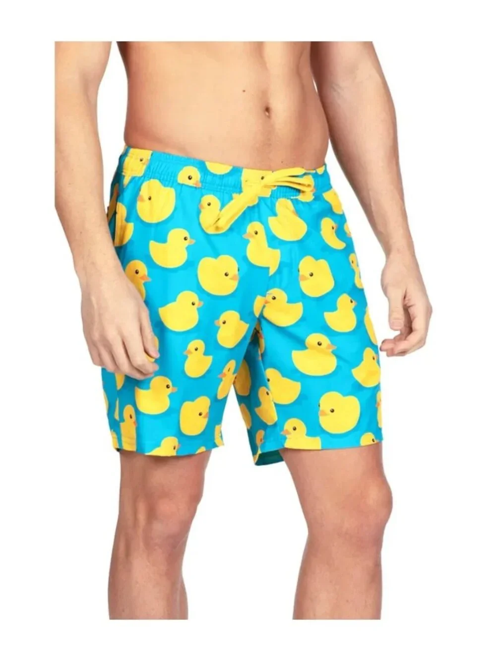 Tipsy Elves Men's Swim Trunks Size 4XL Blue Rubber Ducky Stretch Swimsuit Shorts